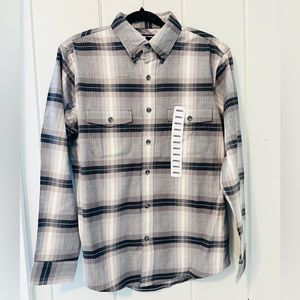 NWT Lands’ End Plaid Button Up Shirt / Gray / S